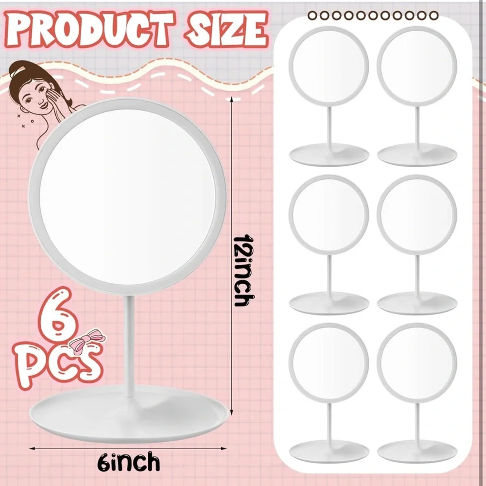 New 6 Pcs Spa Party Mirror Supplies Sleepover Party Favors Makeup White